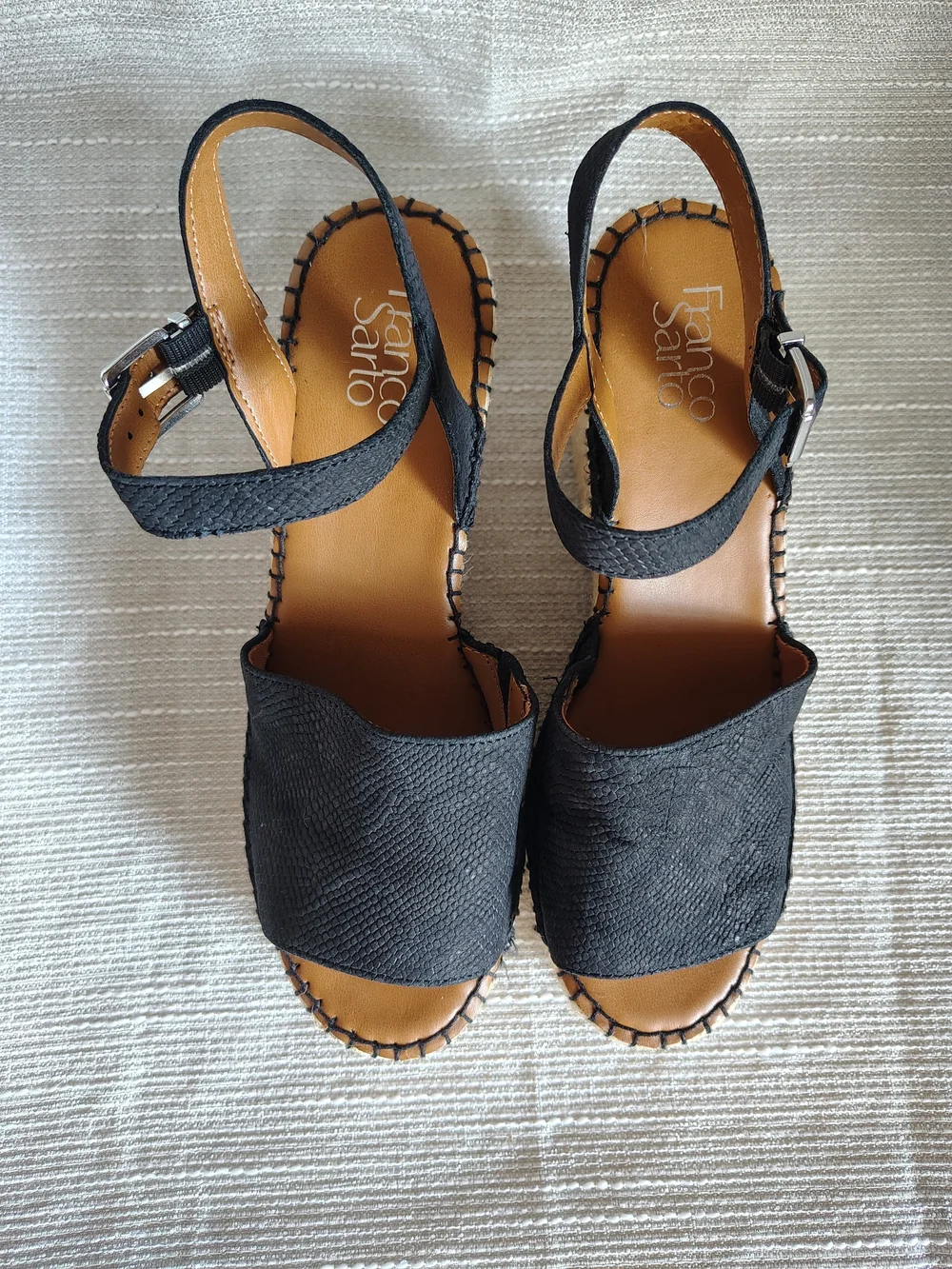 Franco Sarto Takara Black Suede Espadrille Platform Wedge Sandals Women 9M